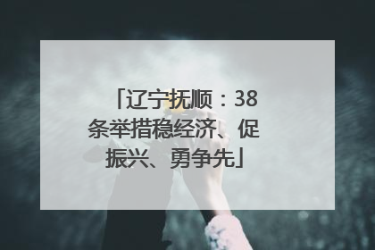 辽宁抚顺：38条举措稳经济、促振兴、勇争先